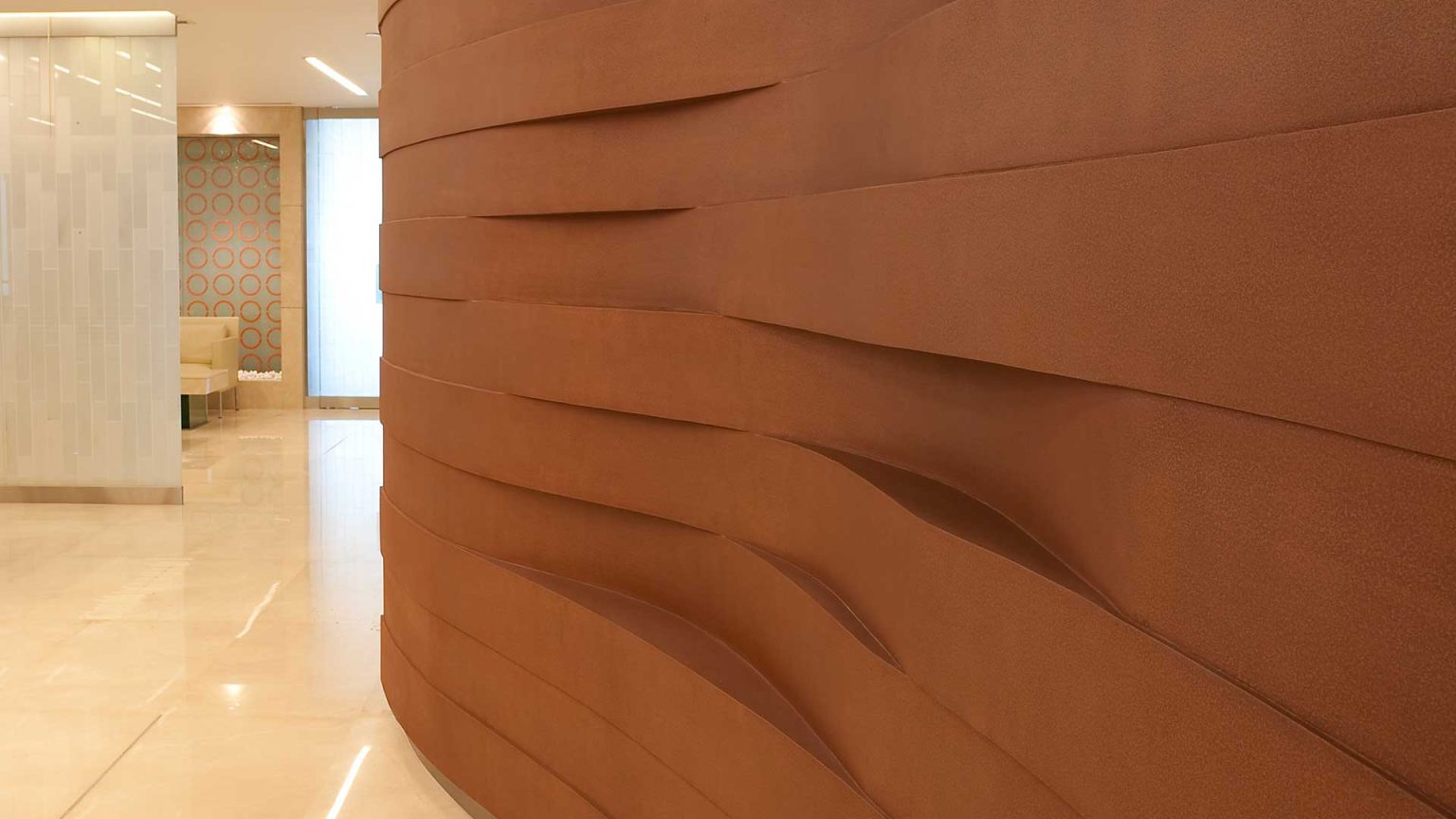 Sculpted feature wall — detail of an EJI Interiors fit-out